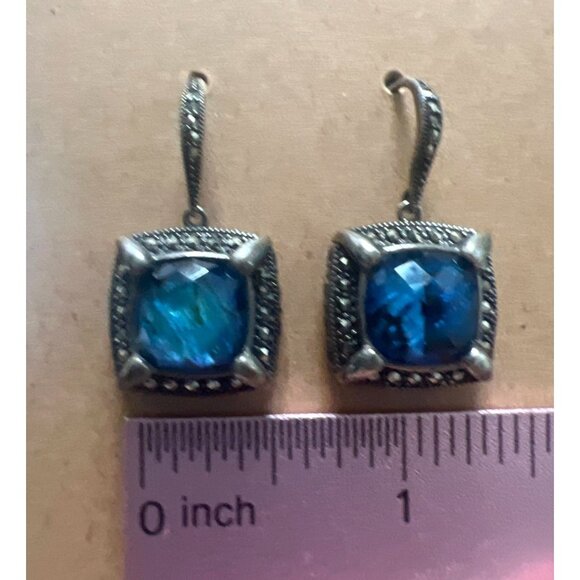 Lavish by TJM Sterling Silver Blue Abalone Doublet Frame Earrings - Picture 6 of 6